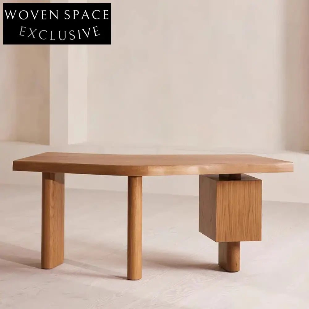 Modern Solid Wood Curved Dressing Table with Side Cabinet for Bedroom Home Office
