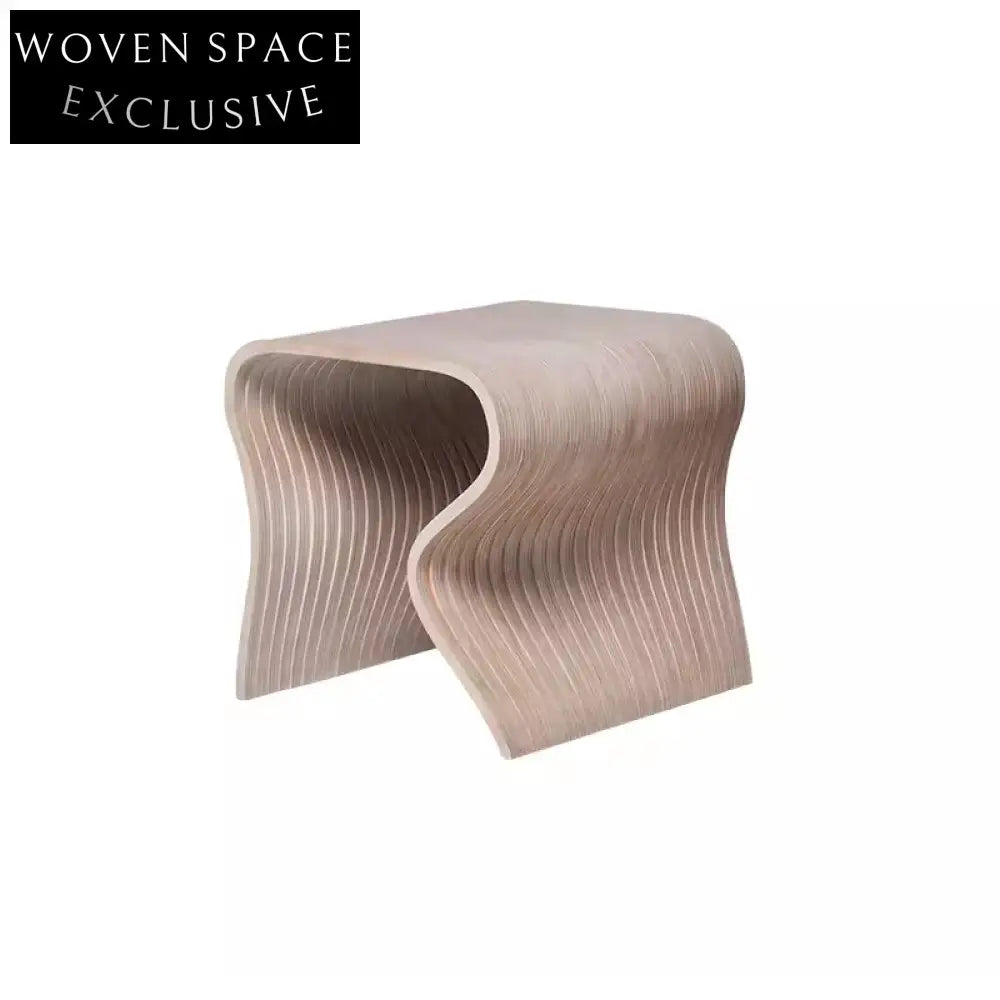 Modern Solid Wood Curved Ottoman Foot Stool for Living Room Decor