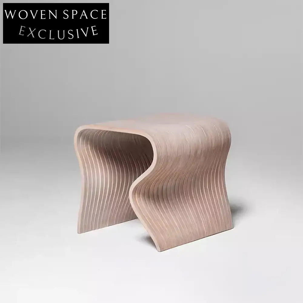 Modern Solid Wood Curved Ottoman Foot Stool for Living Room Decor