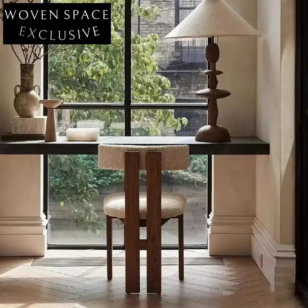 Modern Solid Wood Dining Chair with Comfortable Fabric Upholstery & Designer Backrest