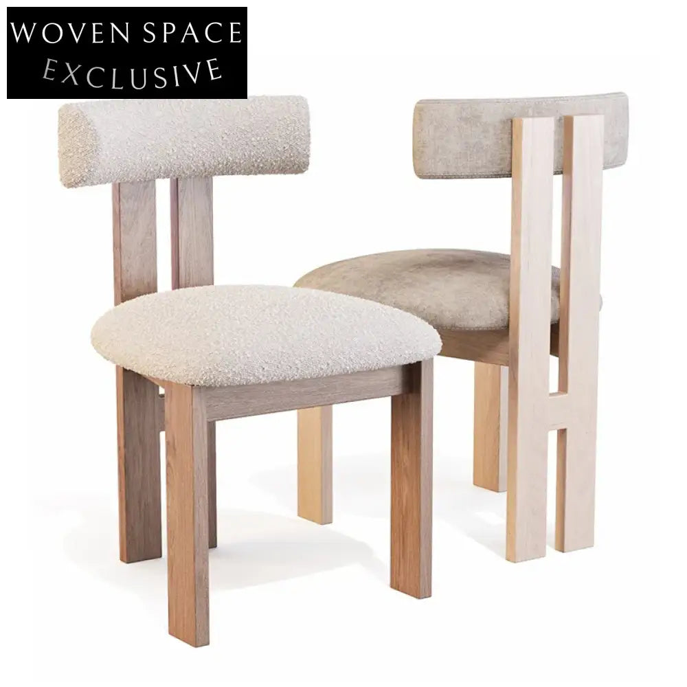 Modern Solid Wood Dining Chair with Comfortable Fabric Upholstery & Designer Backrest