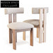 Modern Solid Wood Dining Chair with Comfortable Fabric Upholstery & Designer Backrest