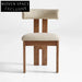 Modern Solid Wood Dining Chair with Comfortable Fabric Upholstery & Designer Backrest
