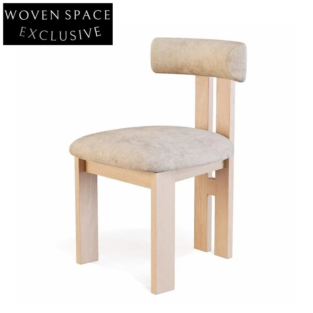 Modern Solid Wood Dining Chair with Comfortable Fabric Upholstery & Designer Backrest