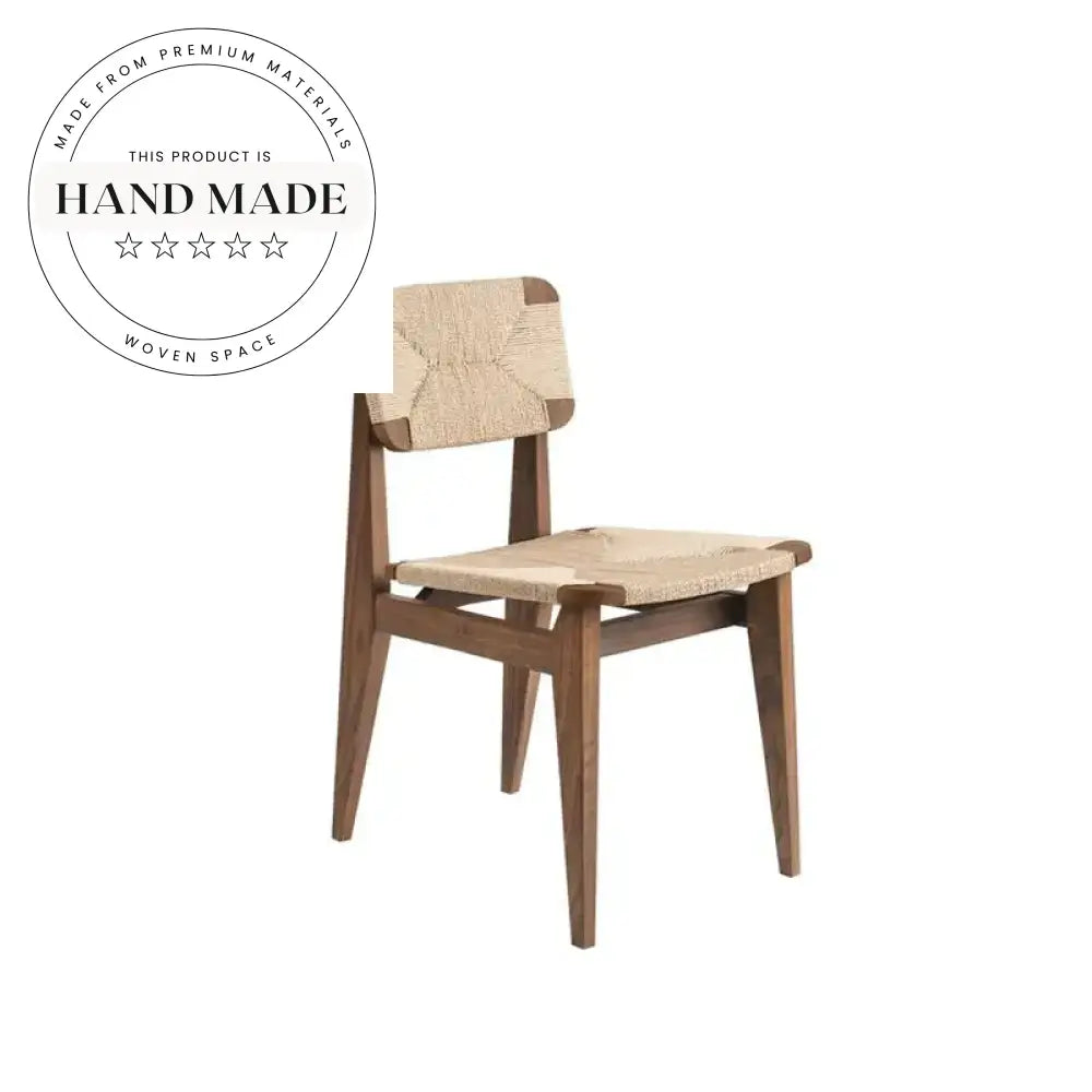 Modern Solid Wood Dining Chair with Woven Rattan Back, Kitchen Seating