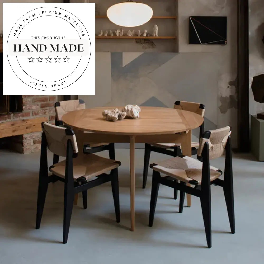 Modern Solid Wood Dining Chair with Woven Rattan Back, Kitchen Seating