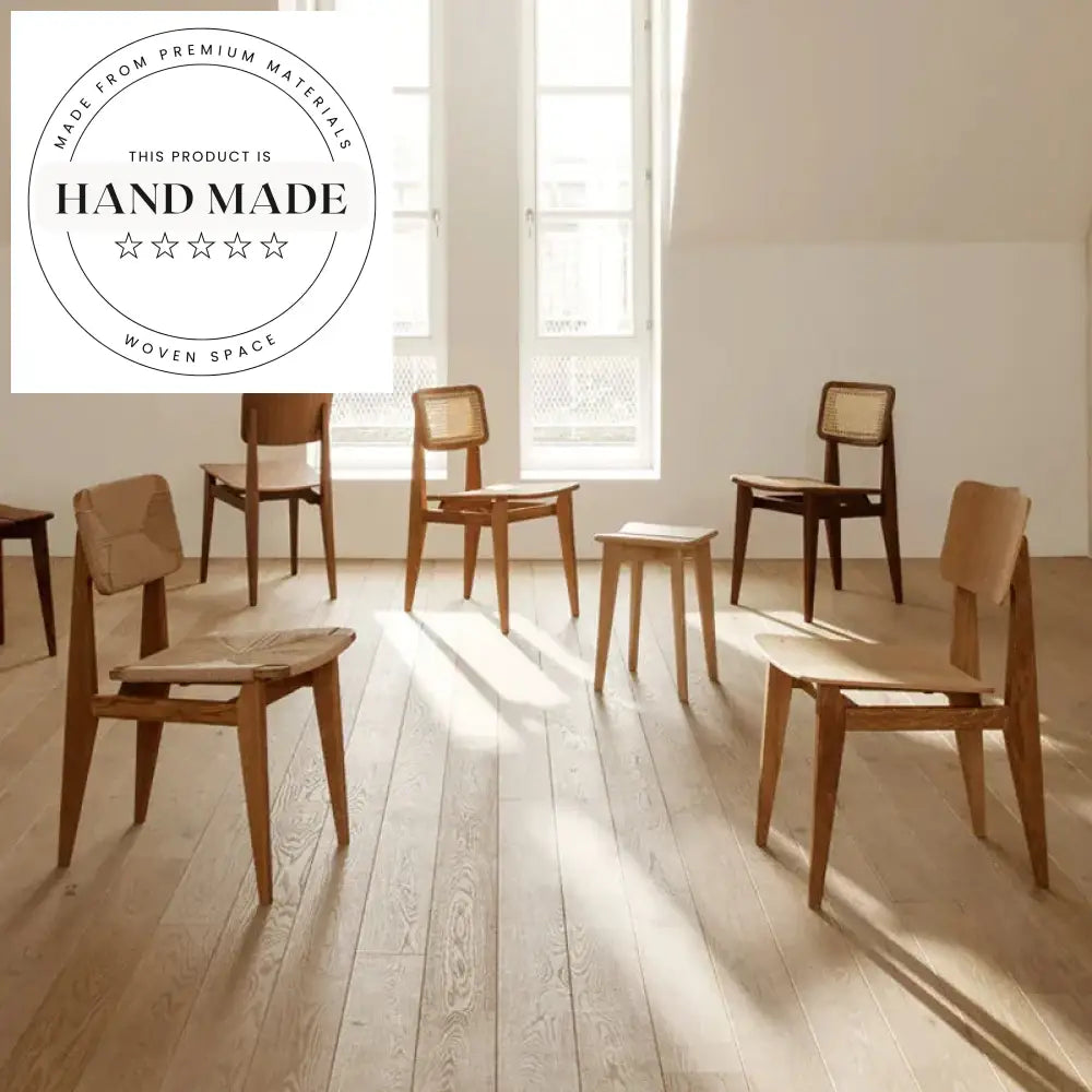 Modern Solid Wood Dining Chair with Woven Rattan Back, Kitchen Seating