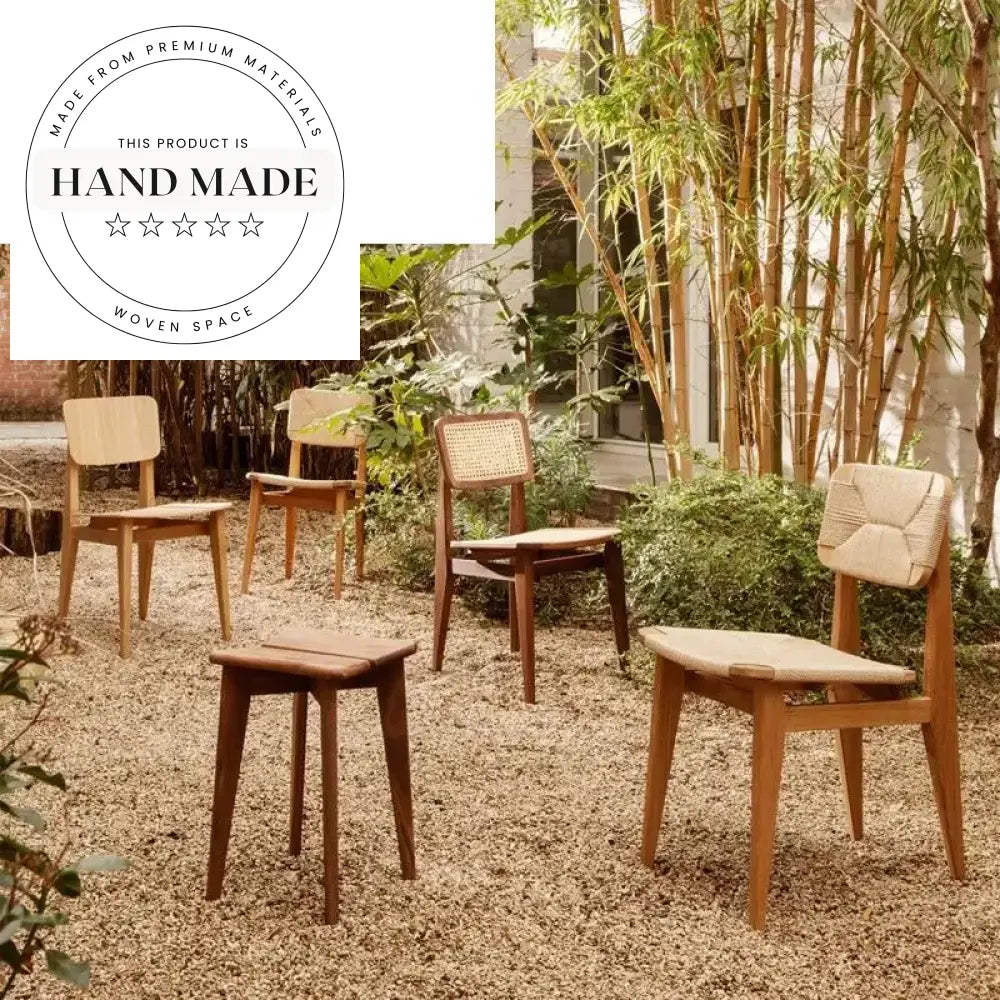 Modern Solid Wood Dining Chair with Woven Rattan Back, Kitchen Seating