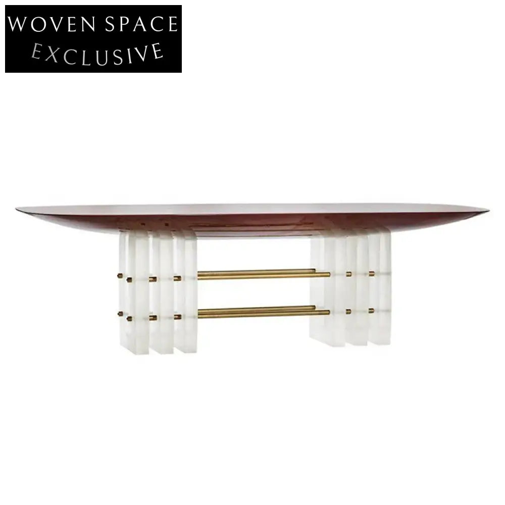 Modern Solid Wood Dining Table with Acrylic Base for Elegant Dining