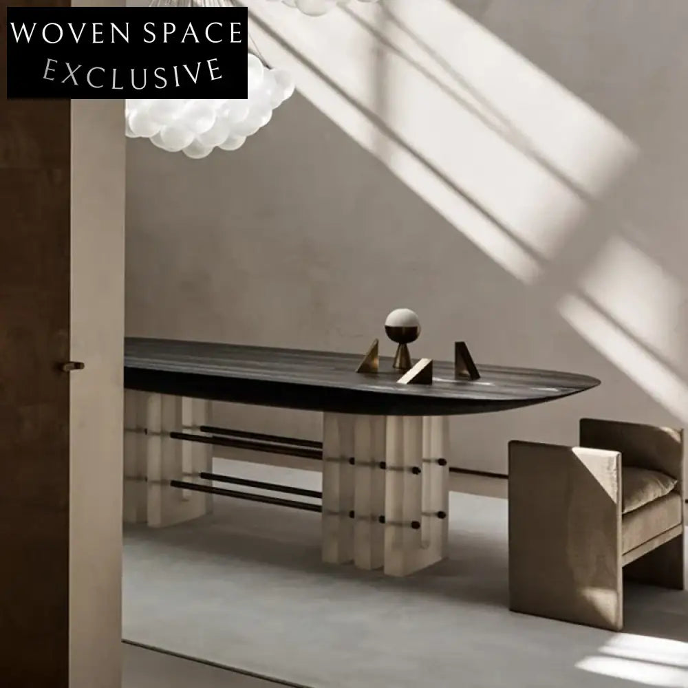 Modern Solid Wood Dining Table with Acrylic Base for Elegant Dining