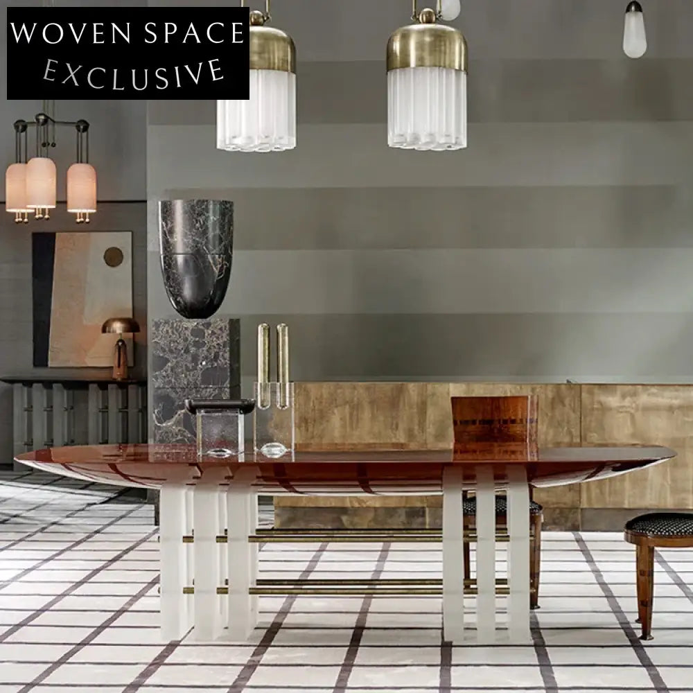 Modern Solid Wood Dining Table with Acrylic Base for Elegant Dining
