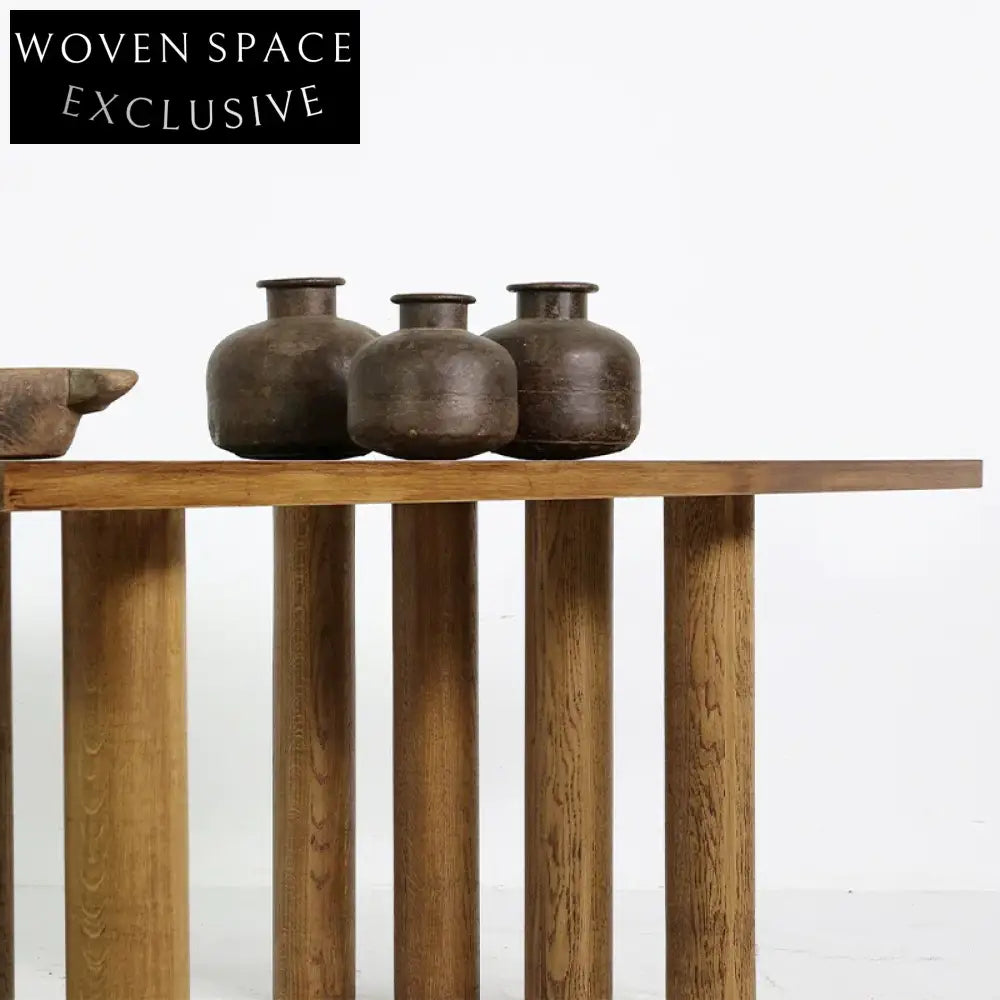 Modern Solid Wood Dining Table with Plywood Top and Column Base