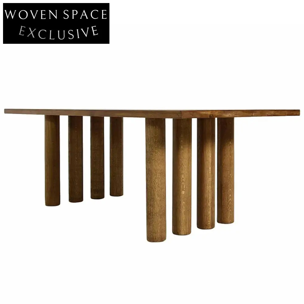 Modern Solid Wood Dining Table with Plywood Top and Column Base