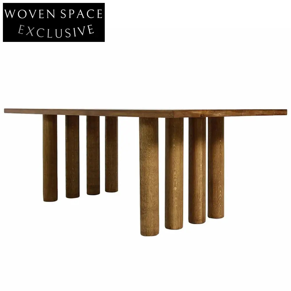 Modern Solid Wood Dining Table with Plywood Top and Column Base