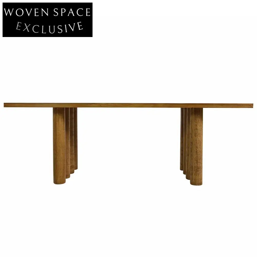 Modern Solid Wood Dining Table with Plywood Top and Column Base