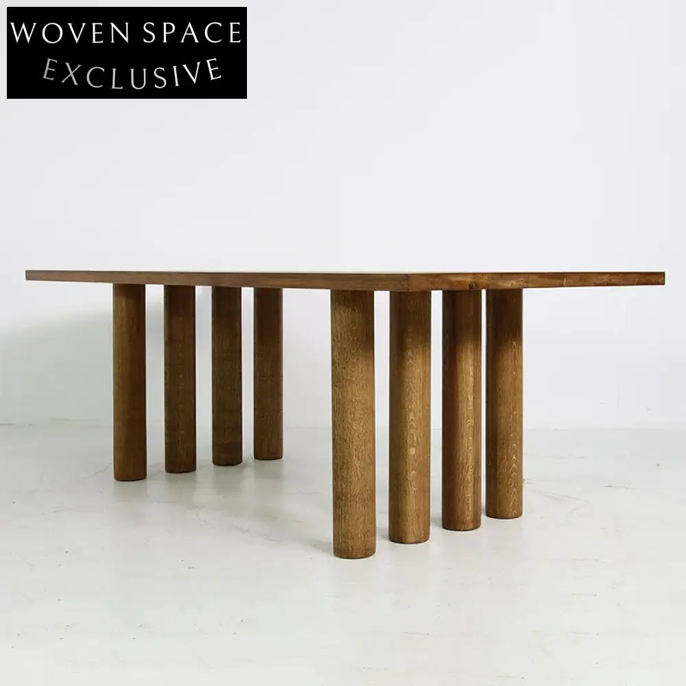 Modern Solid Wood Dining Table with Plywood Top and Column Base