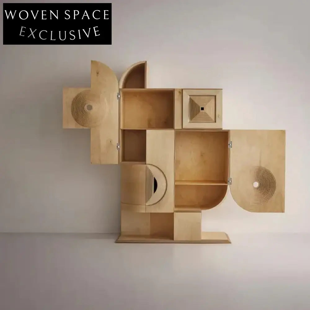 Modern Solid Wood Display Sideboard Cabinet with Storage Drawer for Kitchen