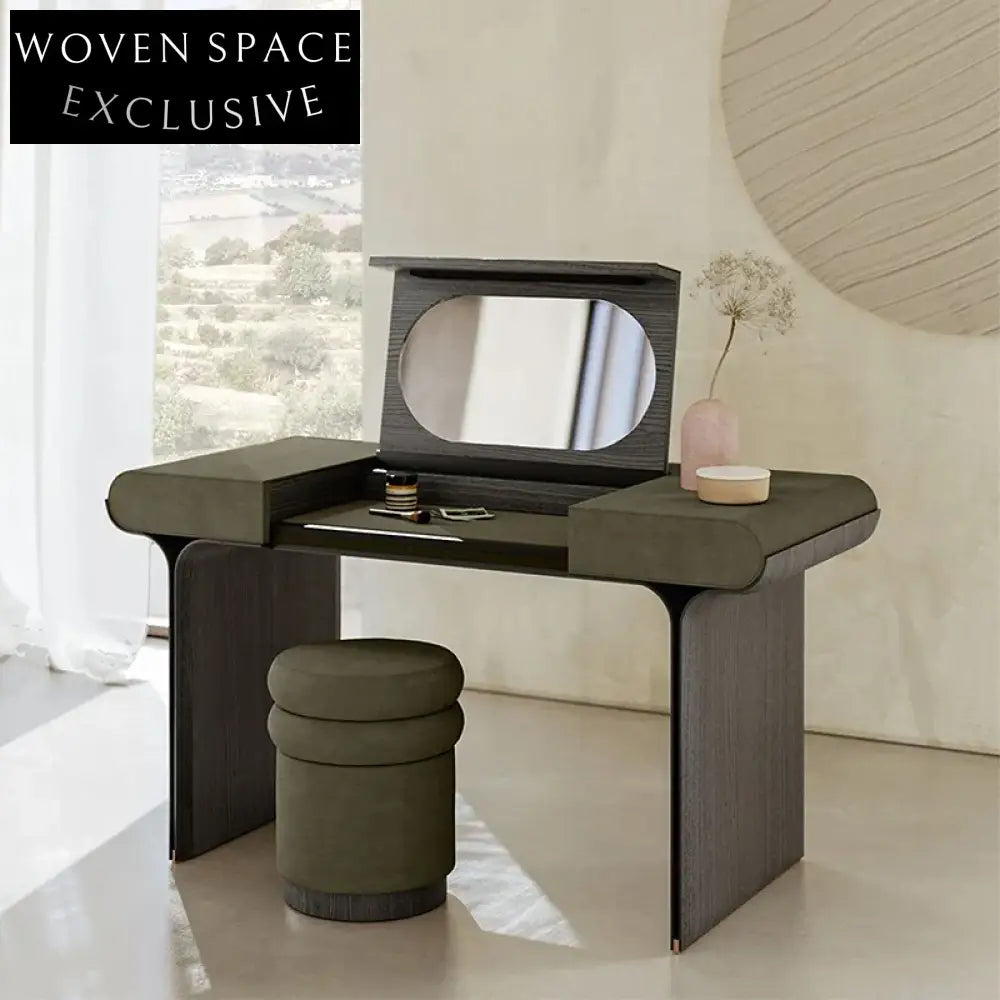 Modern Solid Wood Dressing Table with Mirror – Elegant Bedroom Vanity