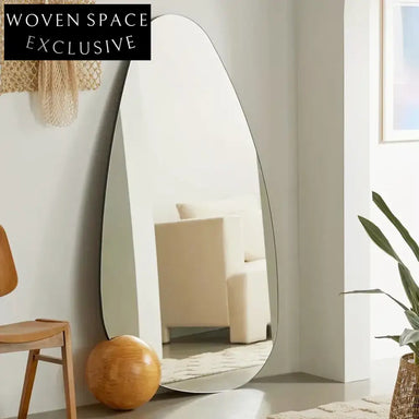 Modern Solid Wood Drop Shape Full Length Dressing Room Floor Mirror