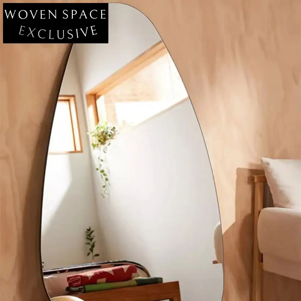 Modern Solid Wood Drop Shape Full Length Dressing Room Floor Mirror