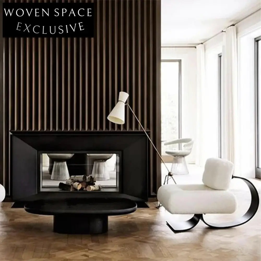 Modern Solid Wood Egg Shaped Oval Black Coffee Table for Living Room