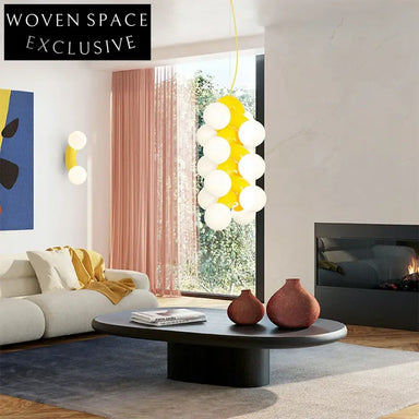 Modern Solid Wood Egg Shaped Oval Black Coffee Table for Living Room