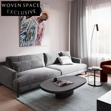 Modern Solid Wood Egg Shaped Oval Black Coffee Table for Living Room