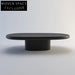 Modern Solid Wood Egg Shaped Oval Black Coffee Table for Living Room