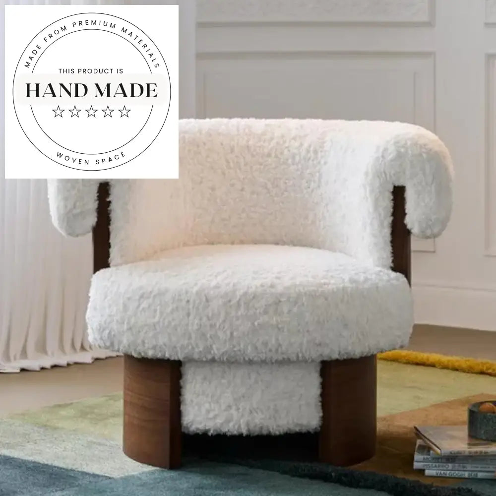 Modern Solid Wood Frame Comfy Fabric Accent Chair for Living Room