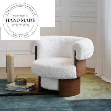 Modern Solid Wood Frame Comfy Fabric Accent Chair for Living Room