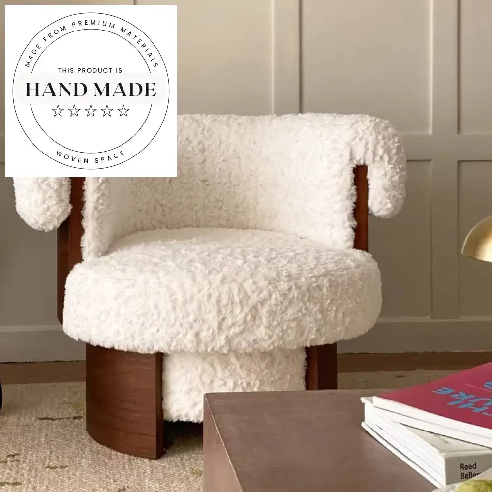 Modern Solid Wood Frame Comfy Fabric Accent Chair for Living Room