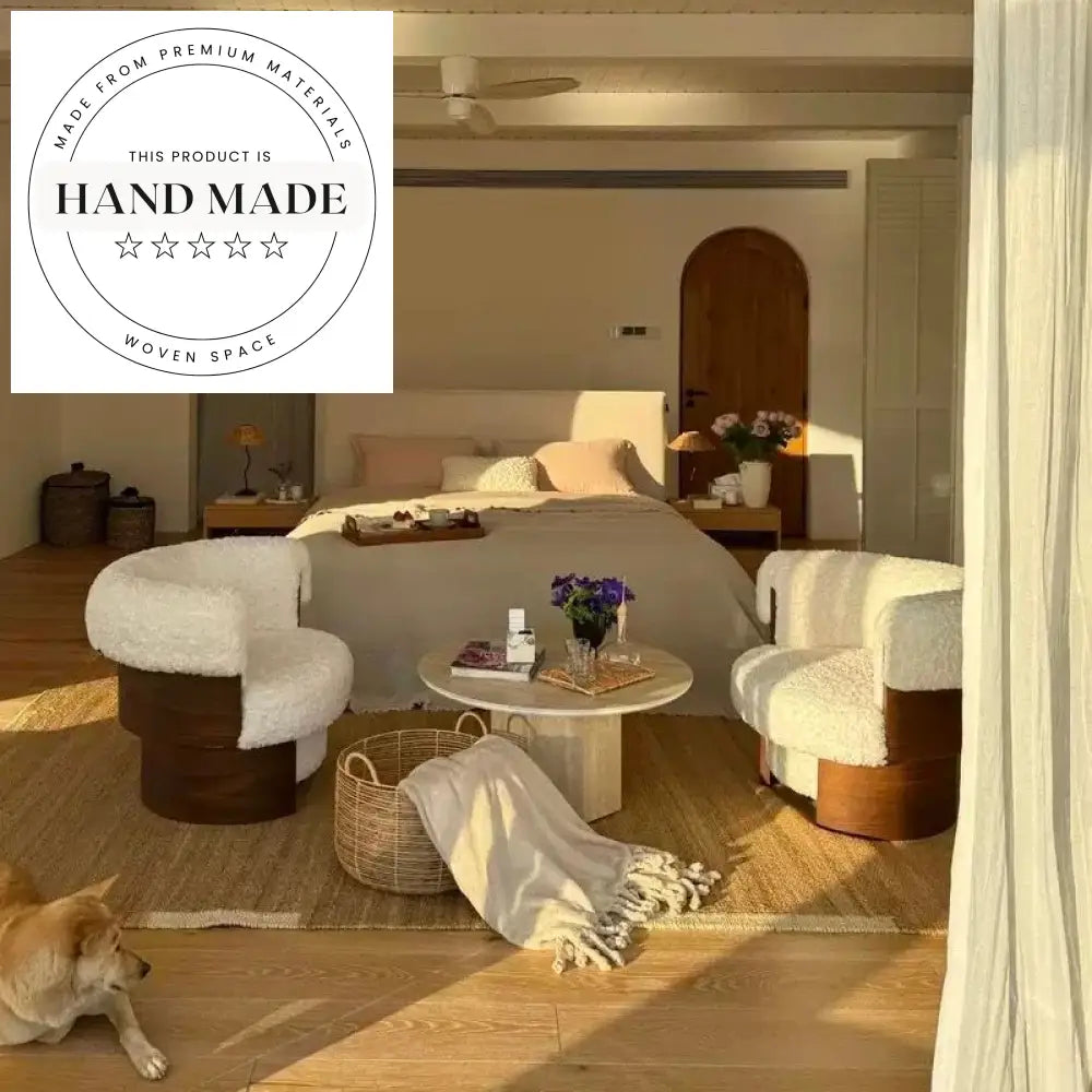 Modern Solid Wood Frame Comfy Fabric Accent Chair for Living Room