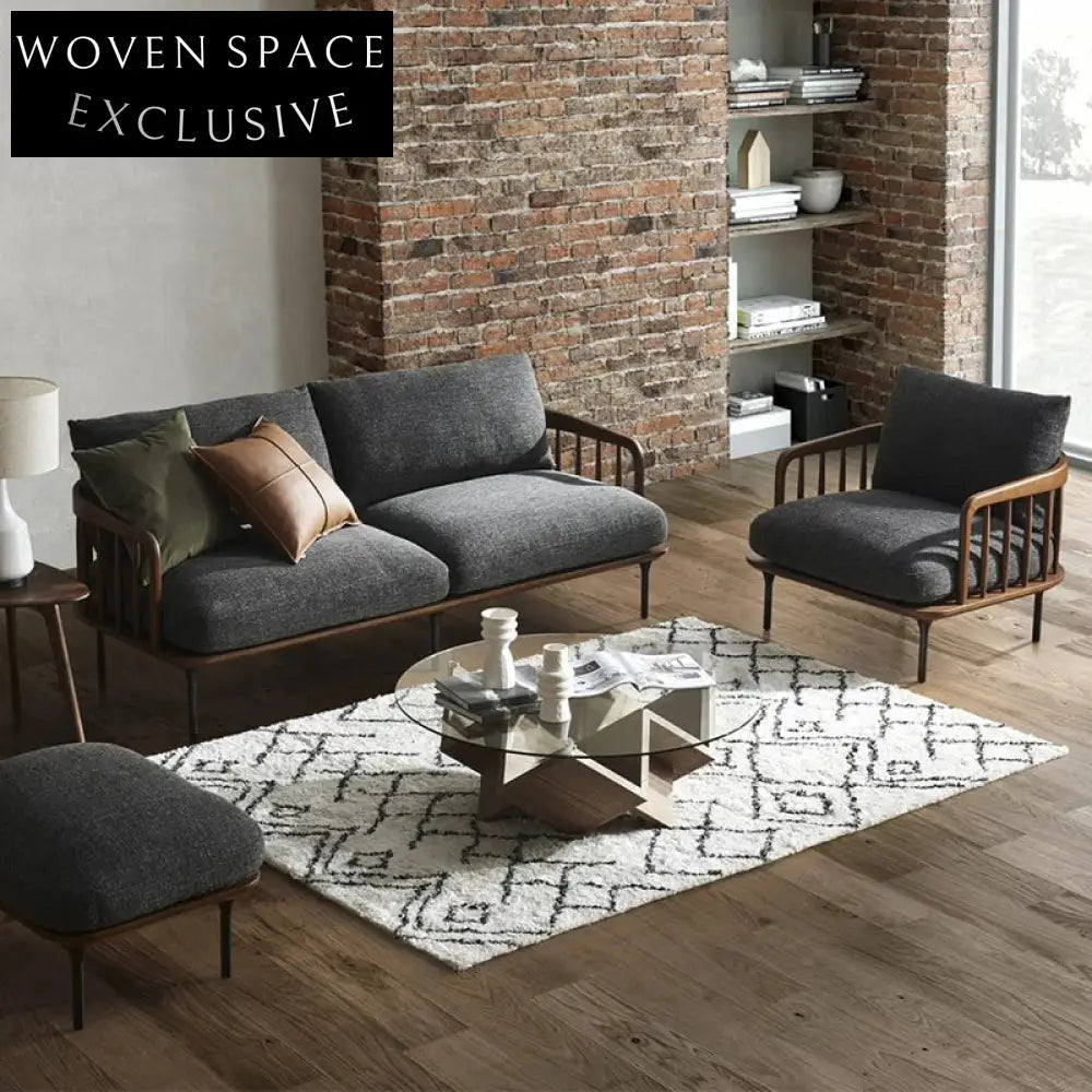 Modern Solid Wood Frame Fabric Upholstered Living Room Single Sofa Chair