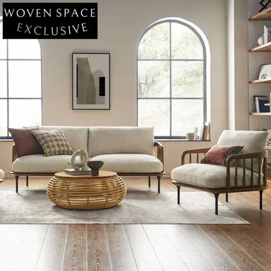 Modern Solid Wood Frame Fabric Upholstered Living Room Single Sofa Chair