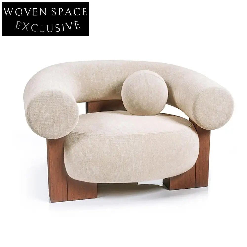 Modern Solid Wood Frame Fabric Upholstered Living Room Sofa Chair