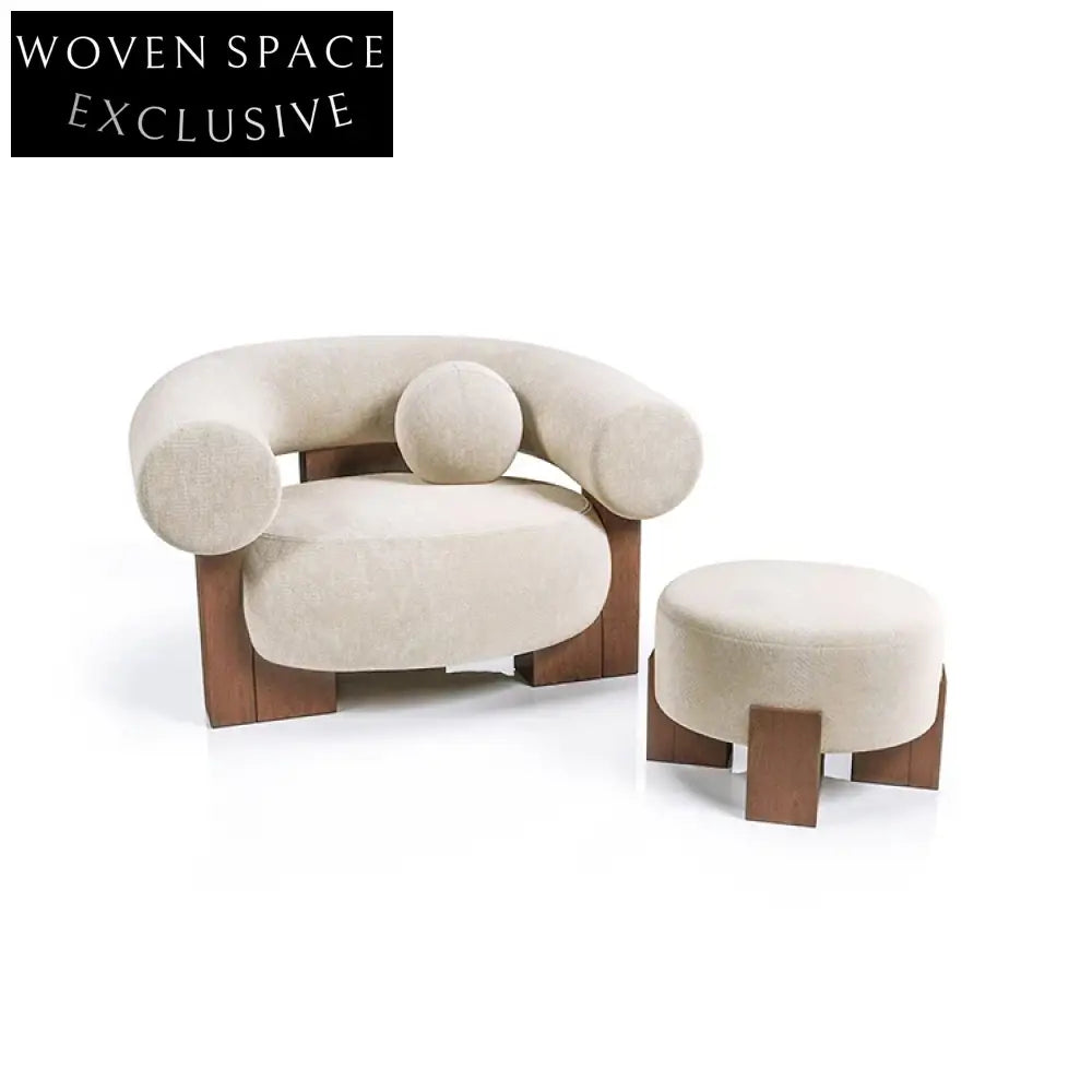 Modern Solid Wood Frame Fabric Upholstered Living Room Sofa Chair