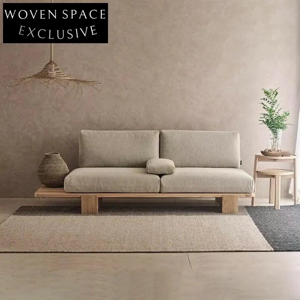 Modern Solid Wood Frame Line Upholstery Convertible Sofa Bed