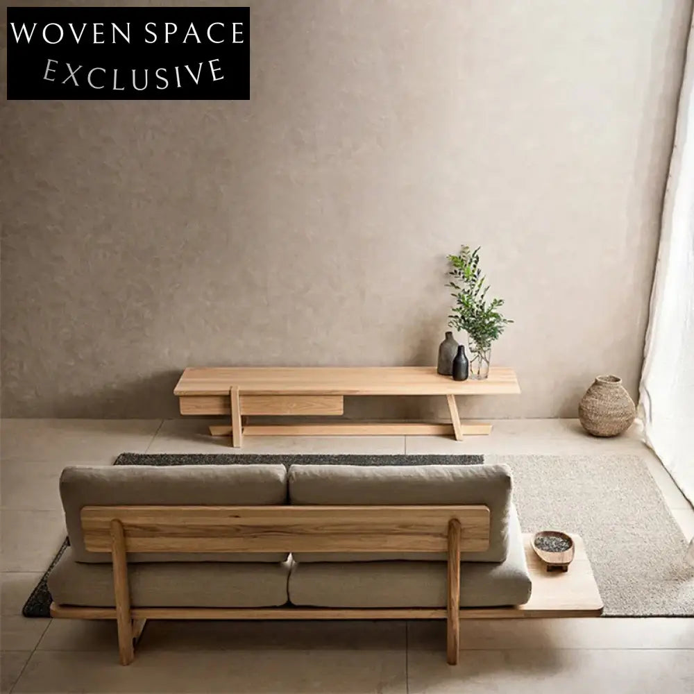 Modern Solid Wood Frame Line Upholstery Convertible Sofa Bed