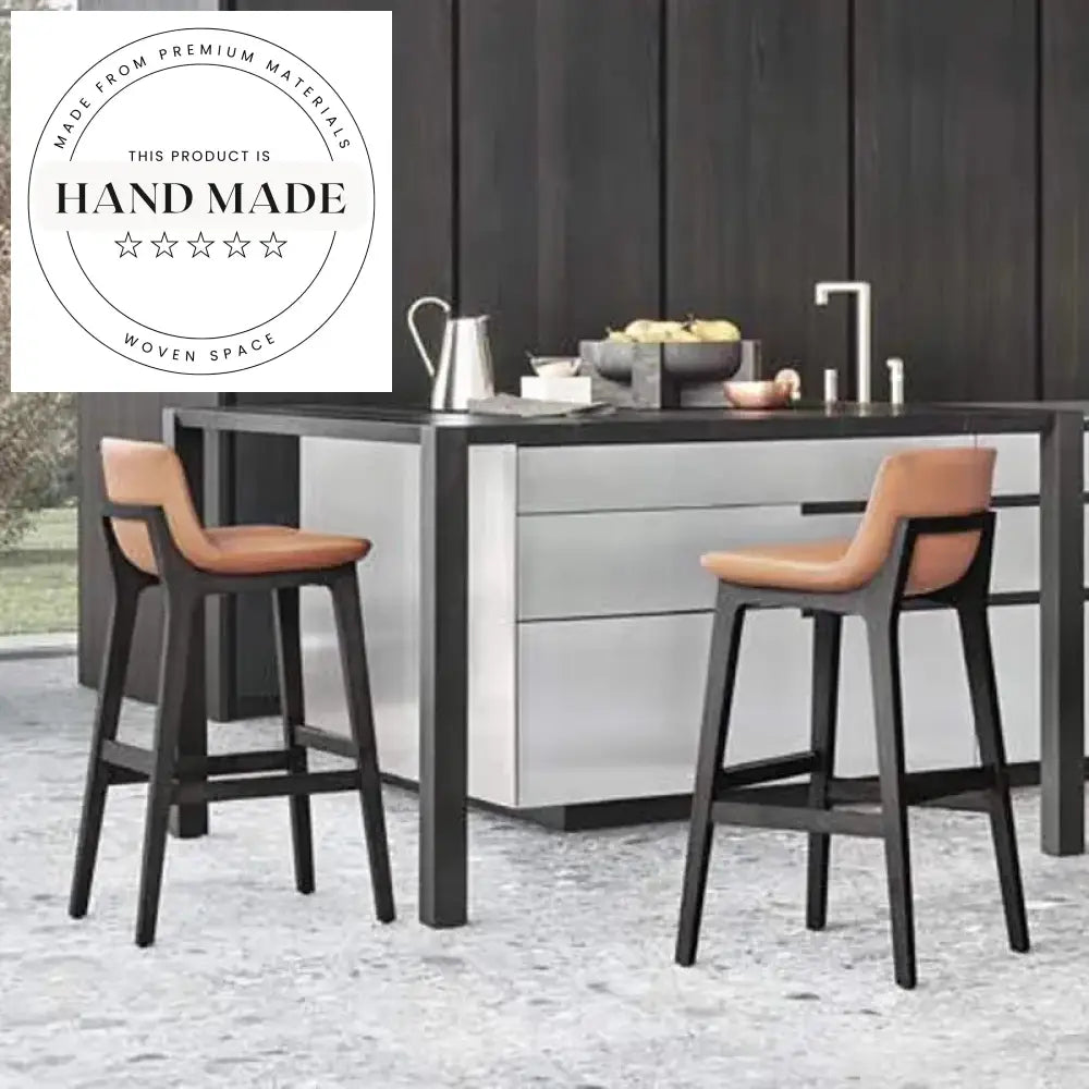 Modern Solid Wood High Back Bar Stool Kitchen Dining Counter Chair