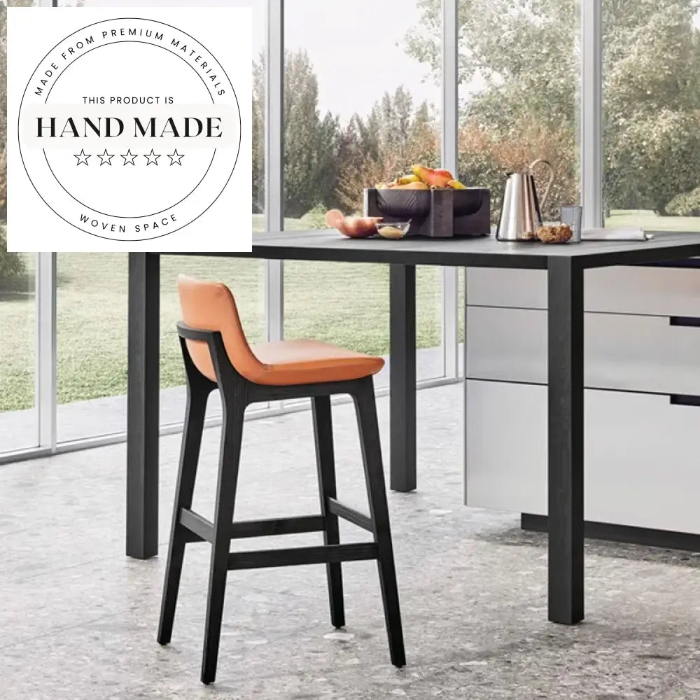 Modern Solid Wood High Back Bar Stool Kitchen Dining Counter Chair