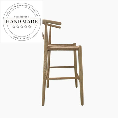 Modern Solid Wood High Back Bar Stool with Armrests for Kitchen Dining