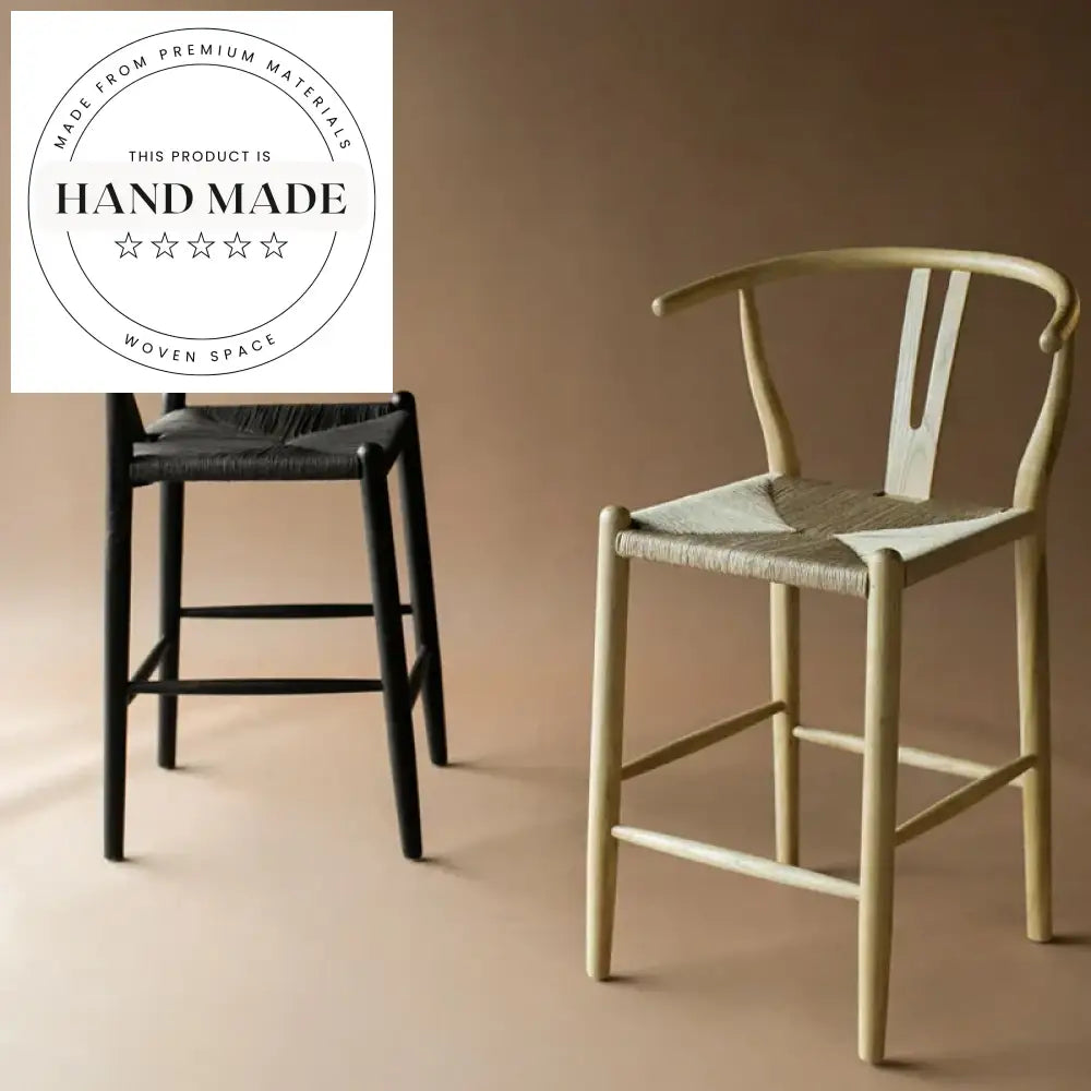 Modern Solid Wood High Back Bar Stool with Armrests for Kitchen Dining