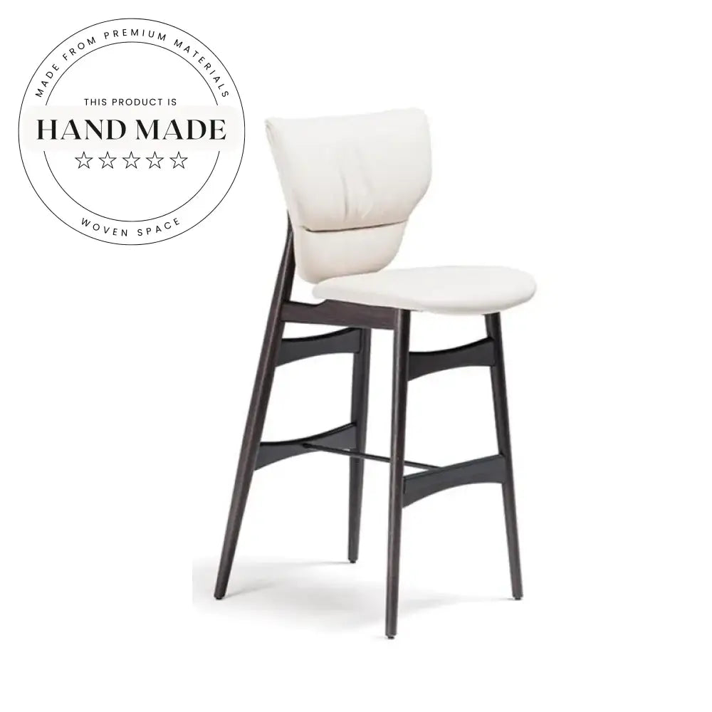 Modern Solid Wood High Back Leather Kitchen Island Bar Stool
