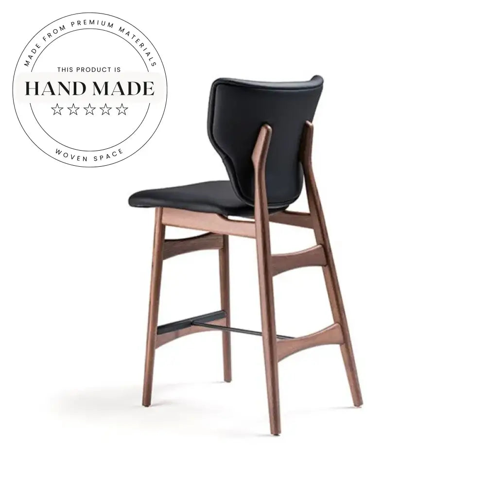 Modern Solid Wood High Back Leather Kitchen Island Bar Stool