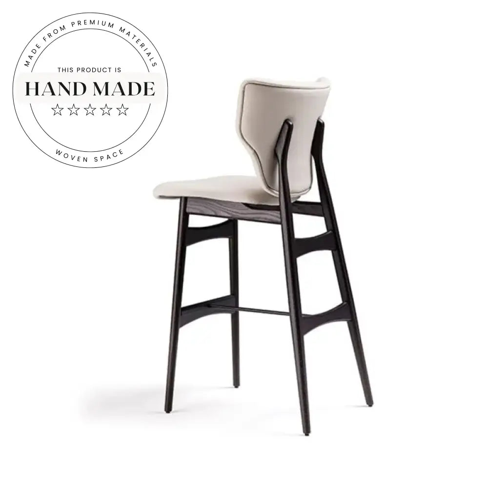 Modern Solid Wood High Back Leather Kitchen Island Bar Stool