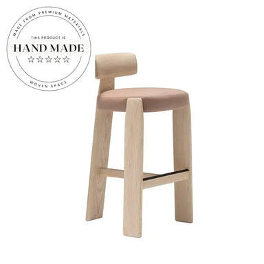 Modern Solid Wood High Back Swivel Kitchen Counter Bar Stool