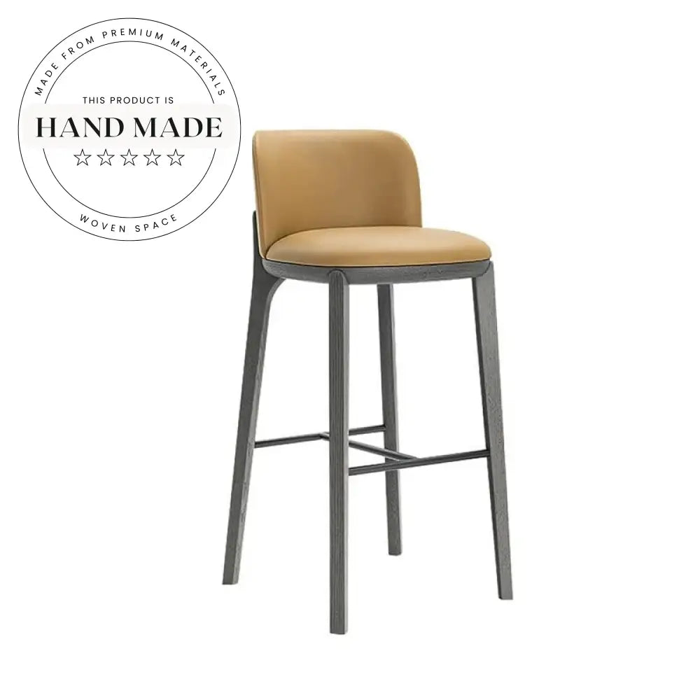 Modern Solid Wood Leather High Counter Bar Stool, Kitchen & Cafe