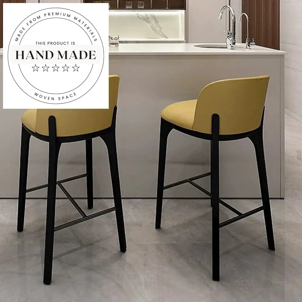 Modern Solid Wood Leather High Counter Bar Stool, Kitchen & Cafe