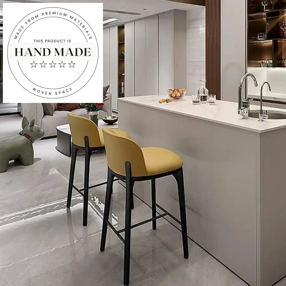Modern Solid Wood Leather High Counter Bar Stool, Kitchen & Cafe