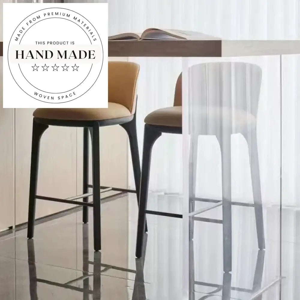 Modern Solid Wood Leather High Counter Bar Stool, Kitchen & Cafe